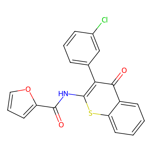 N-(3-(3-chlorophenyl)-4-oxo-4H-thiochromen-2-yl)furan-2-carboxamide structure