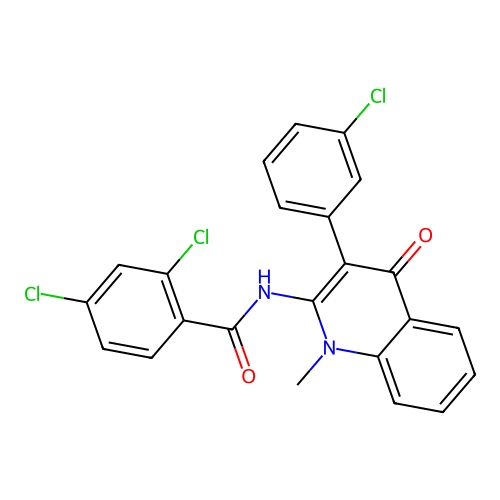 2,4-dichloro-N-[3-(3-chlorophenyl)-1-methyl-4-oxo-quinolin-2-yl]benzamide structure