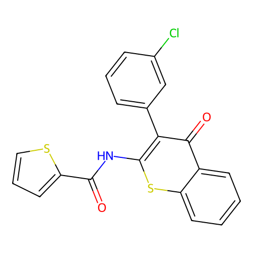 N-(3-(3-chlorophenyl)-4-oxo-4H-thiochromen-2-yl)thiophene-2-carboxamide structure