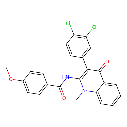 N-[3-(3,4-dichlorophenyl)-1-methyl-4-oxoquinolin-2-yl]-4-methoxybenzamide structure