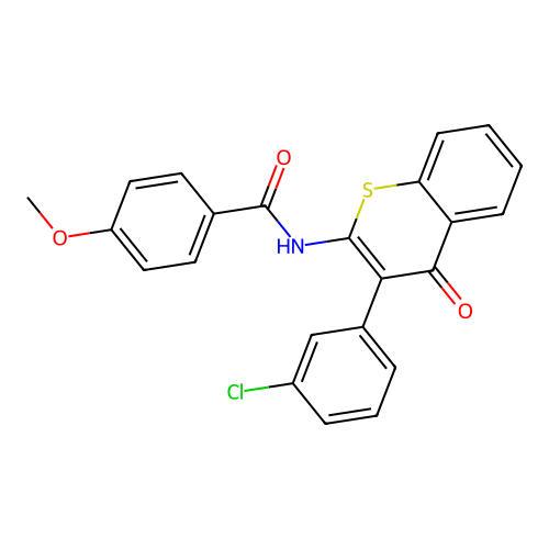 N-(3-(3-chlorophenyl)-4-oxo-4H-thiochromen-2-yl)-4-methoxybenzamide structure