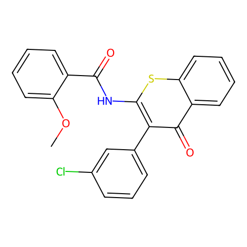 N-(3-(3-chlorophenyl)-4-oxo-4H-thiochromen-2-yl)-2-methoxybenzamide structure