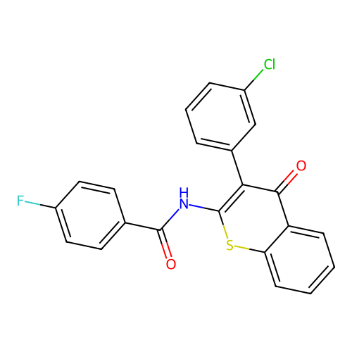 N-(3-(3-chlorophenyl)-4-oxo-4H-thiochromen-2-yl)-4-fluorobenzamide structure