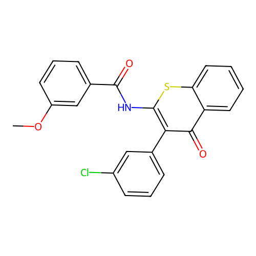 N-(3-(3-chlorophenyl)-4-oxo-4H-thiochromen-2-yl)-3-methoxybenzamide structure