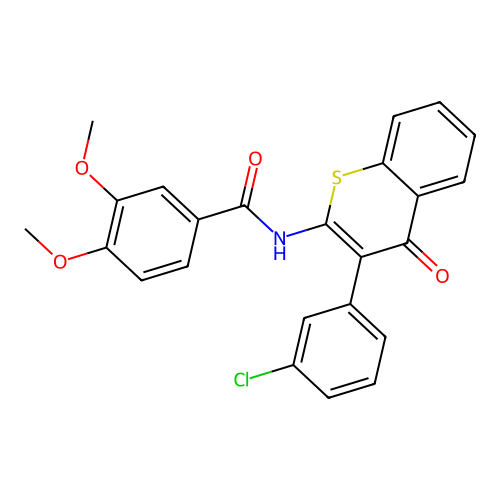 N-(3-(3-chlorophenyl)-4-oxo-4H-thiochromen-2-yl)-3,4-dimethoxybenzamide structure