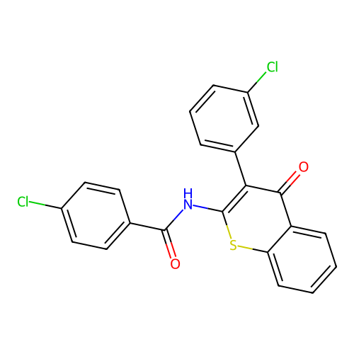 4-chloro-N-(3-(3-chlorophenyl)-4-oxo-4H-thiochromen-2-yl)benzamide structure