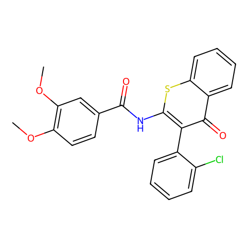 N-(3-(2-chlorophenyl)-4-oxo-4H-thiochromen-2-yl)-3,4-dimethoxybenzamide structure