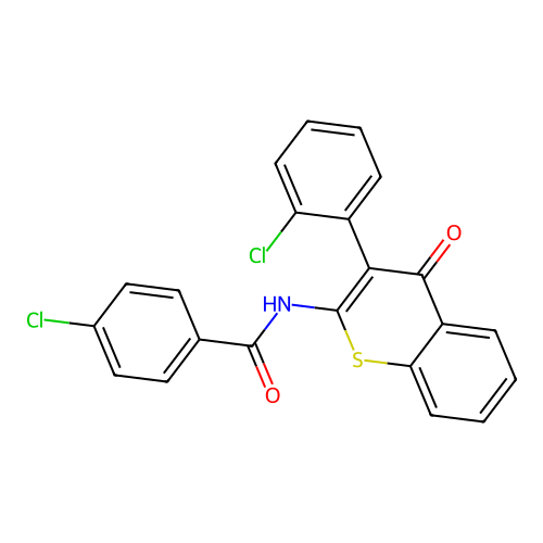 4-chloro-N-(3-(2-chlorophenyl)-4-oxo-4H-thiochromen-2-yl)benzamide structure