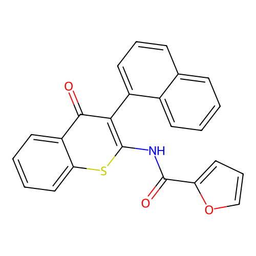 N-(3-(naphthalen-1-yl)-4-oxo-4H-thiochromen-2-yl)furan-2-carboxamide structure