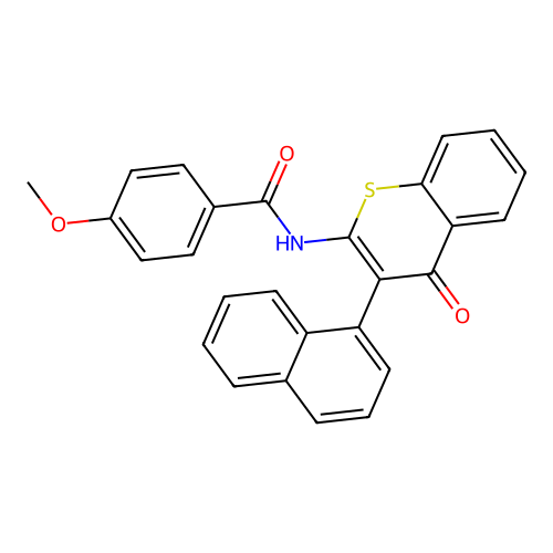 4-methoxy-N-(3-(naphthalen-1-yl)-4-oxo-4H-thiochromen-2-yl)benzamide structure