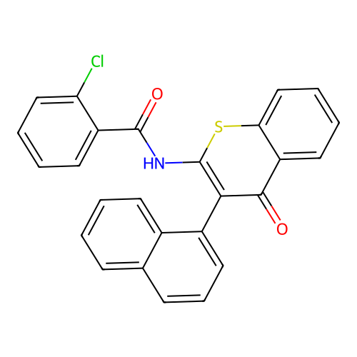2-chloro-N-(3-(naphthalen-1-yl)-4-oxo-4H-thiochromen-2-yl)benzamide structure
