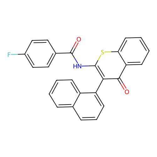 4-fluoro-N-(3-(naphthalen-1-yl)-4-oxo-4H-thiochromen-2-yl)benzamide structure