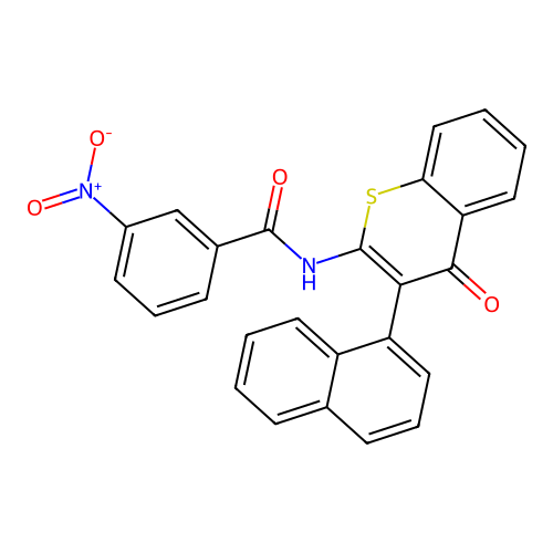 N-(3-(naphthalen-1-yl)-4-oxo-4H-thiochromen-2-yl)-3-nitrobenzamide structure