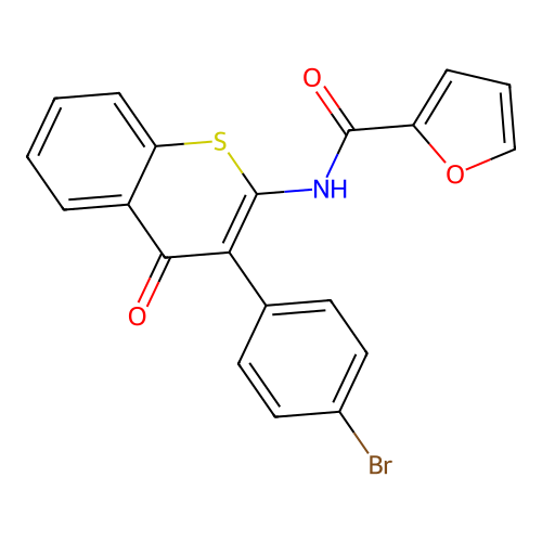 N-[3-(4-bromophenyl)-4-oxo-4H-thiochromen-2-yl]furan-2-carboxamide structure