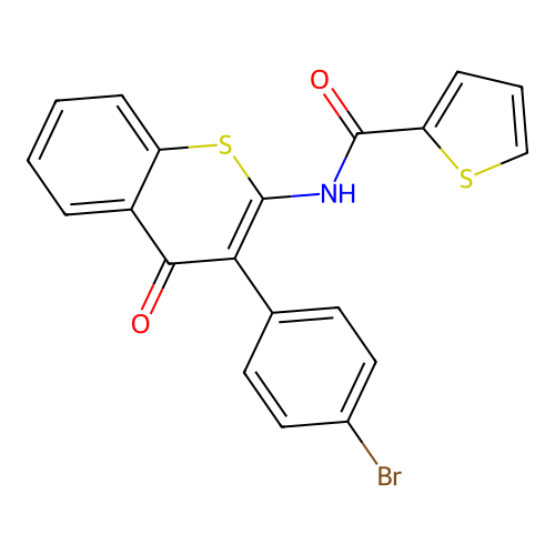 N-(3-(4-bromophenyl)-4-oxo-4H-thiochromen-2-yl)thiophene-2-carboxamide structure