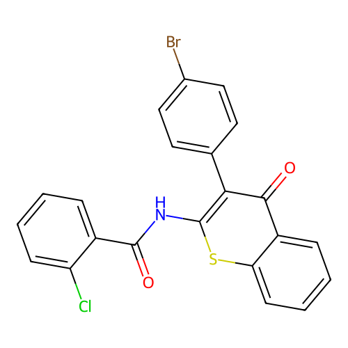 N-(3-(4-bromophenyl)-4-oxo-4H-thiochromen-2-yl)-2-chlorobenzamide structure