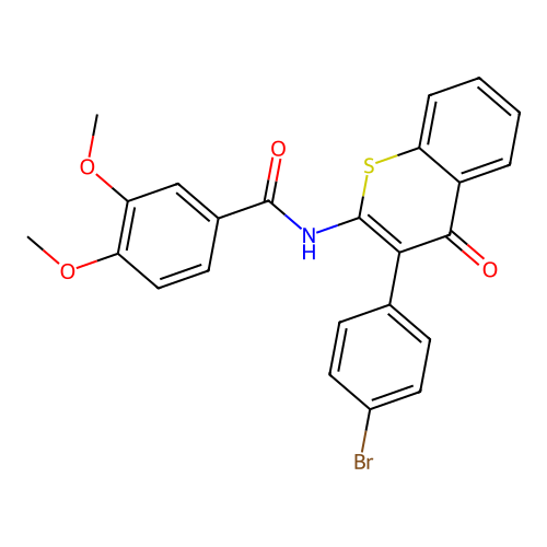 N-(3-(4-bromophenyl)-4-oxo-4H-thiochromen-2-yl)-3,4-dimethoxybenzamide structure