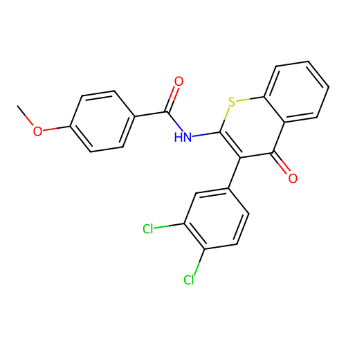 N-(3-(3,4-dichlorophenyl)-4-oxo-4H-thiochromen-2-yl)-4-methoxybenzamide structure