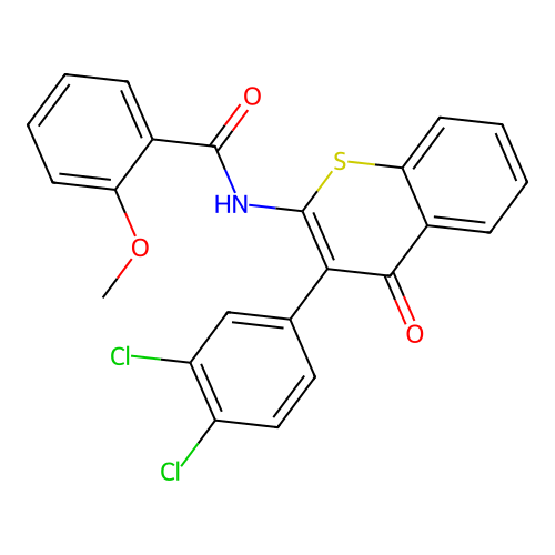 N-(3-(3,4-dichlorophenyl)-4-oxo-4H-thiochromen-2-yl)-2-methoxybenzamide structure