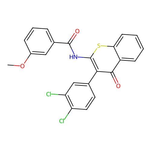 N-(3-(3,4-dichlorophenyl)-4-oxo-4H-thiochromen-2-yl)-3-methoxybenzamide structure