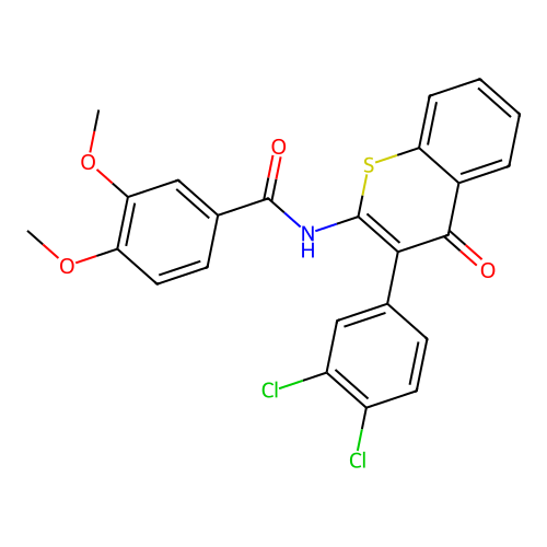 N-(3-(3,4-dichlorophenyl)-4-oxo-4H-thiochromen-2-yl)-3,4-dimethoxybenzamide structure
