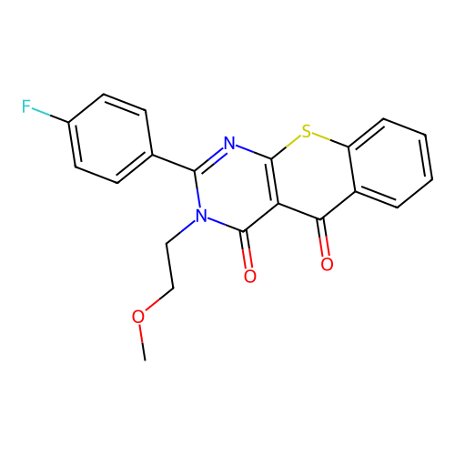 2-(4-fluorophenyl)-3-(2-methoxyethyl)-3H-thiochromeno[2,3-d]pyrimidine-4,5-dione structure