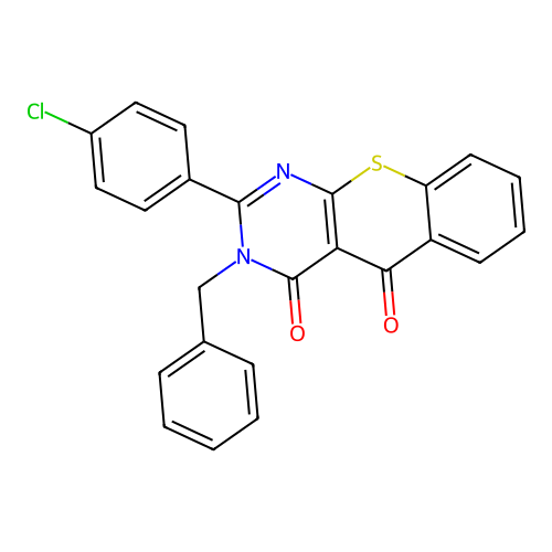 3-benzyl-2-(4-chlorophenyl)-4H-thiochromeno[2,3-d]pyrimidine-4,5(3H)-dione structure