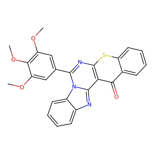 7-(3,4,5-trimethoxyphenyl)-14H-benzo[4,5]imidazo[1,2-c]thiochromeno[3,2-e]pyrimidin-14-one structure
