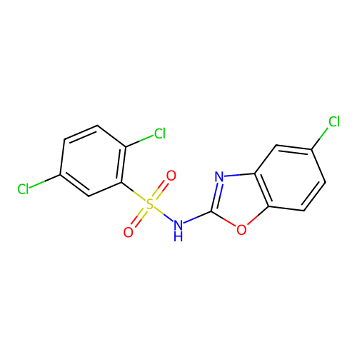 2,5-Dichloro-N-(5-chloro-1,3-benzoxazol-2-YL)benzenesulfonamide structure