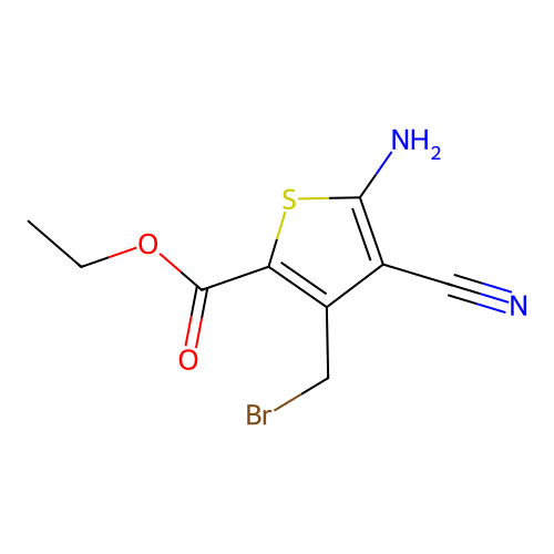 Ethyl 5-amino-3-(bromomethyl)-4-cyanothiophene-2-carboxylate structure