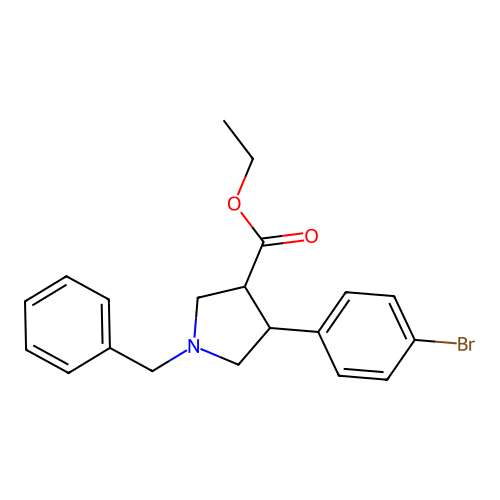 1-Benzyl-4-(4-bromo-phenyl)-pyrrolidine-3-carboxylic acid ethyl ester structure