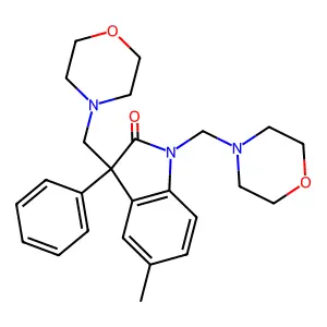 2-Indolinone, 1,3-bis(morpholinomethyl)-5-methyl-3-phenyl- structure