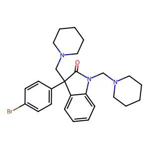 2-Indolinone, 1,3-bis(piperidinomethyl)-3-(p-bromophenyl)- structure