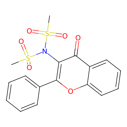N-methylsulfonyl-N-(4-oxo-2-phenylchromen-3-yl)methanesulfonamide structure