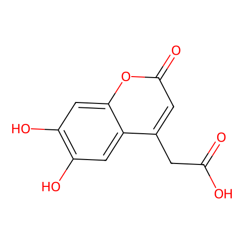6,7-Dihydroxy-4-coumarinylacetic acid structure