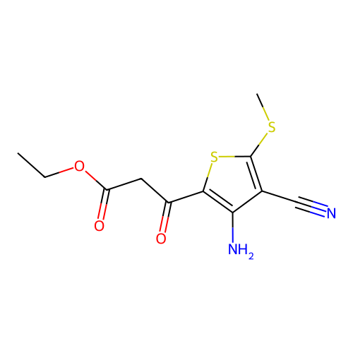 Ethyl 3-[3-amino-4-cyano-5-(methylsulfanyl)thiophen-2-yl]-3-oxopropanoate structure