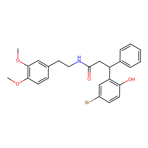 3-(5-bromo-2-hydroxyphenyl)-N-[2-(3,4-dimethoxyphenyl)ethyl]-3-phenylpropanamide structure