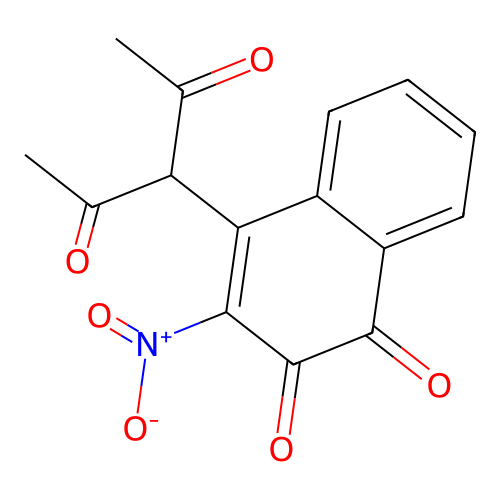 1,2-Naphthalenedione, 4-(1-acetyl-2-oxopropyl)-3-nitro- structure