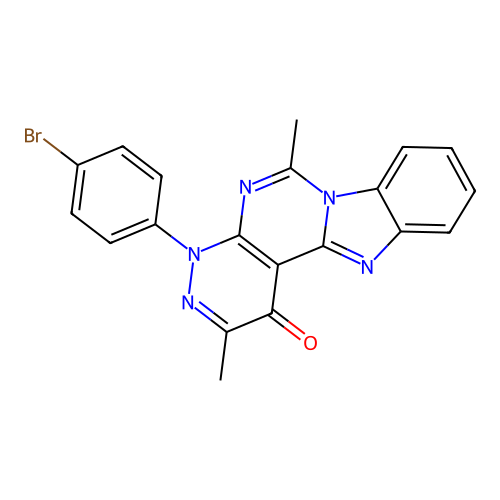 4-(4-bromophenyl)-2,6-dimethylpyridazino[3',4':4,5]pyrimido[1,6-a]benzimidazol-1(4H)-one structure
