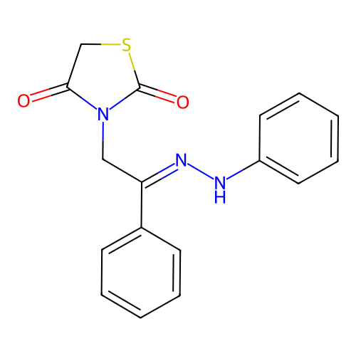 3-[(2E)-2-phenyl-2-(2-phenylhydrazinylidene)ethyl]-1,3-thiazolidine-2,4-dione structure