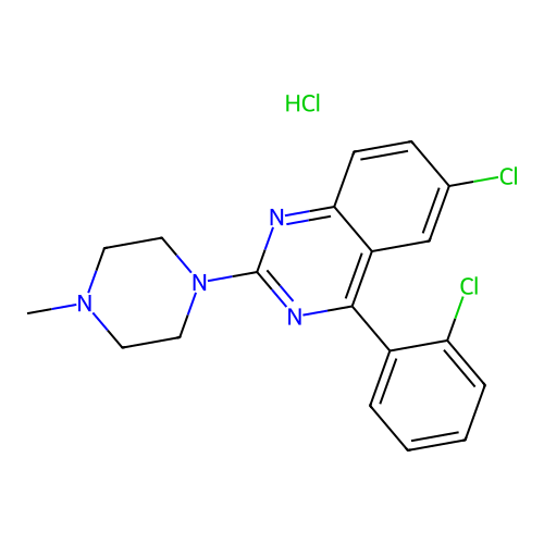 Quinazoline, 6-chloro-4-(2-chlorophenyl)-2-(4-methyl-1-piperazinyl)-, hydrochloride structure
