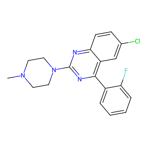 Quinazoline, 6-chloro-4-(2-fluorophenyl)-2-(4-methyl-1-piperazinyl)- structure