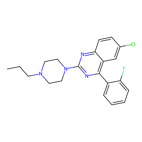 Quinazoline, 6-chloro-4-(2-fluorophenyl)-2-(4-propyl-1-piperazinyl)- structure