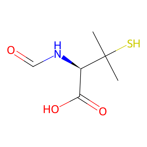 (2R)-2-formamido-3-methyl-3-sulfanylbutanoic acid structure