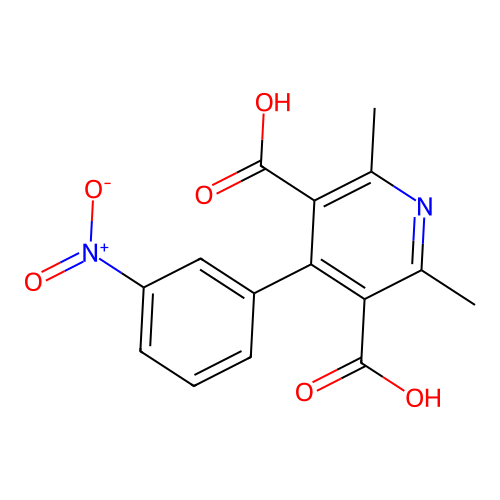 2,6-Dimethyl-4-(3-nitrophenyl)pyridine-3,5-dicarboxylic acid structure
