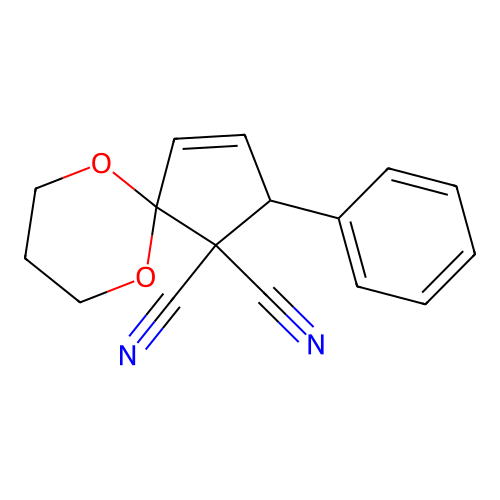 3-Phenyl-6,10-dioxaspiro[4.5]dec-1-ene-4,4-dicarbonitrile structure