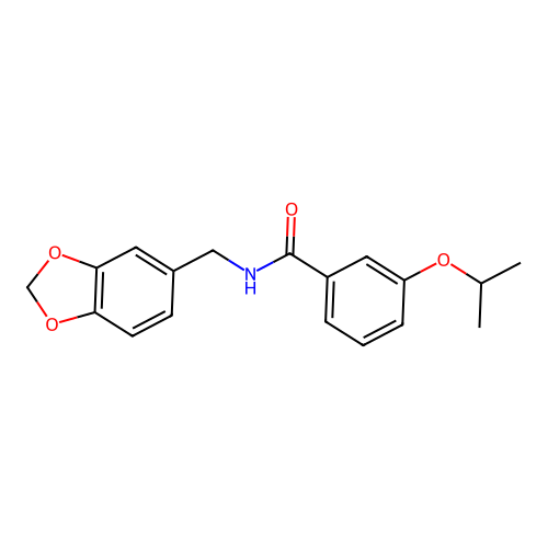 N-(1,3-benzodioxol-5-ylmethyl)-3-propan-2-yloxybenzamide structure