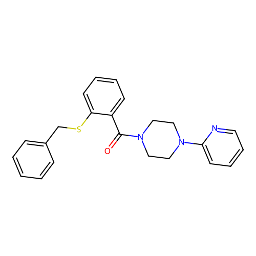 (2-Benzylsulfanylphenyl)-(4-pyridin-2-ylpiperazin-1-yl)methanone structure