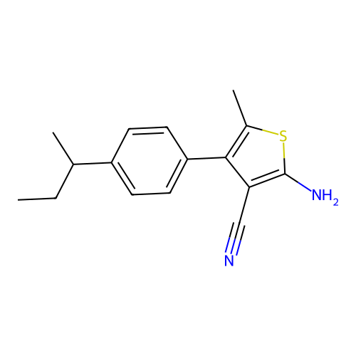 2-Amino-4-(4-sec-butylphenyl)-5-methylthiophene-3-carbonitrile structure