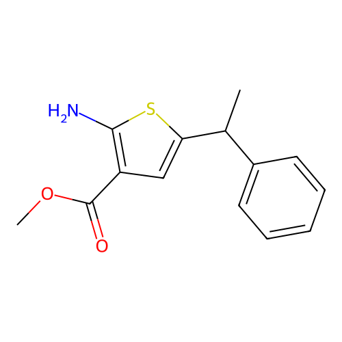 Methyl 2-amino-5-(1-phenylethyl)thiophene-3-carboxylate structure